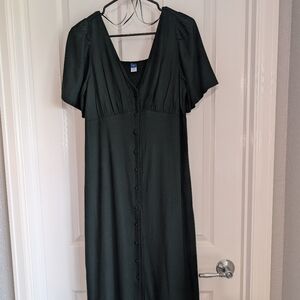 Elegant Hunter Green Button-Down Dress